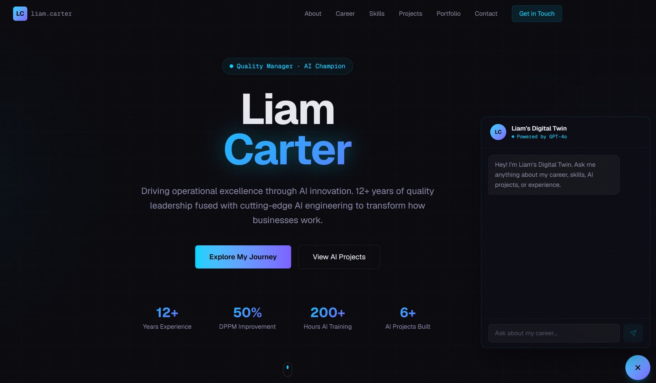 Liam's Digital Twin — product screenshot
